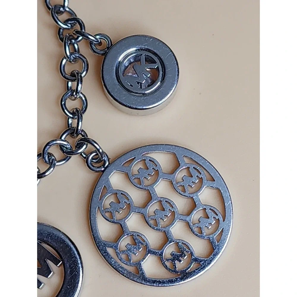 MICHAEL KORS MK Logo 3‎ Piece Charms Silver Chain Slider Bracelet FREE $HIPPING!